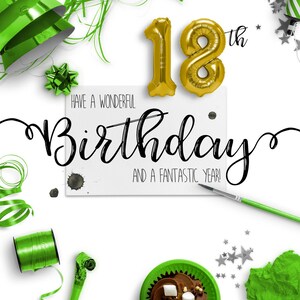 Cartão eletrônico de 18º aniversário | Cartões de aniversário digitais | Cartão de aniversário sem papel | Ecológico | Download instantâneo | Desejos de aniversário | Feliz aniversário
