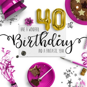 40. Geburtstag eCard | Digitale Geburtstagskarten | Papierlose Geburtstagskarte | Umweltfreundliche | Sofort Download | Geburtstagswünsche | Herzlichen Glückwunsch zum Geburtstag