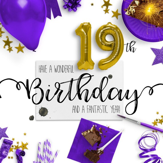 19th Birthday Ecard Digital Birthday Cards Paperless - Etsy