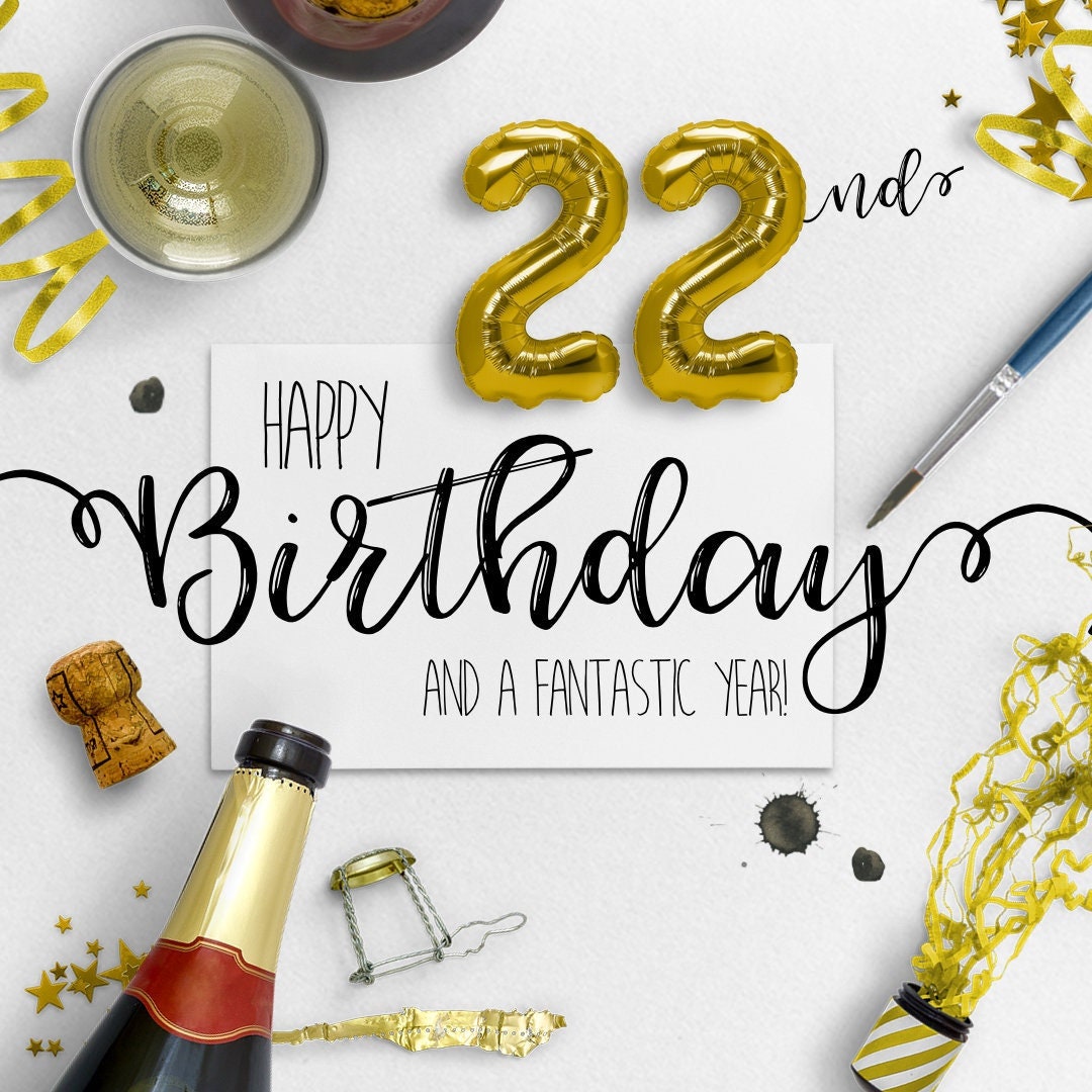 22Nd Birthday Ecard Digital Birthday Cards Paperless - Etsy
