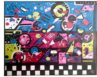 Acrylic Contemporary Abstract Painting of the 80s/90s by Artist Frankie Cervantes
