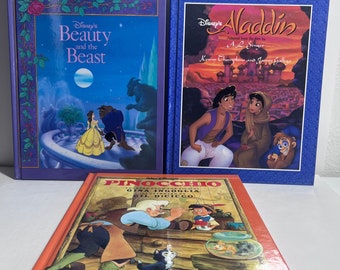 1991 Disney&#39;s First Edition Hardcover Books | The Beauty and the Beast | Pinocchio | Aladdin