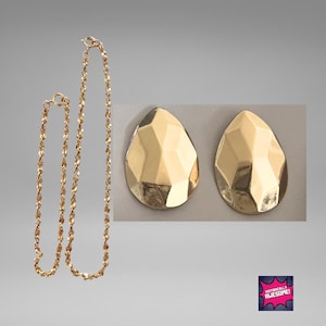Vintage Golden Facets Custom Jewelry Set Exclusively Made for Avon 1985–1990 - Bracelet, Ankle Bracelet, and Earrings - Art Deco - RARE NIB