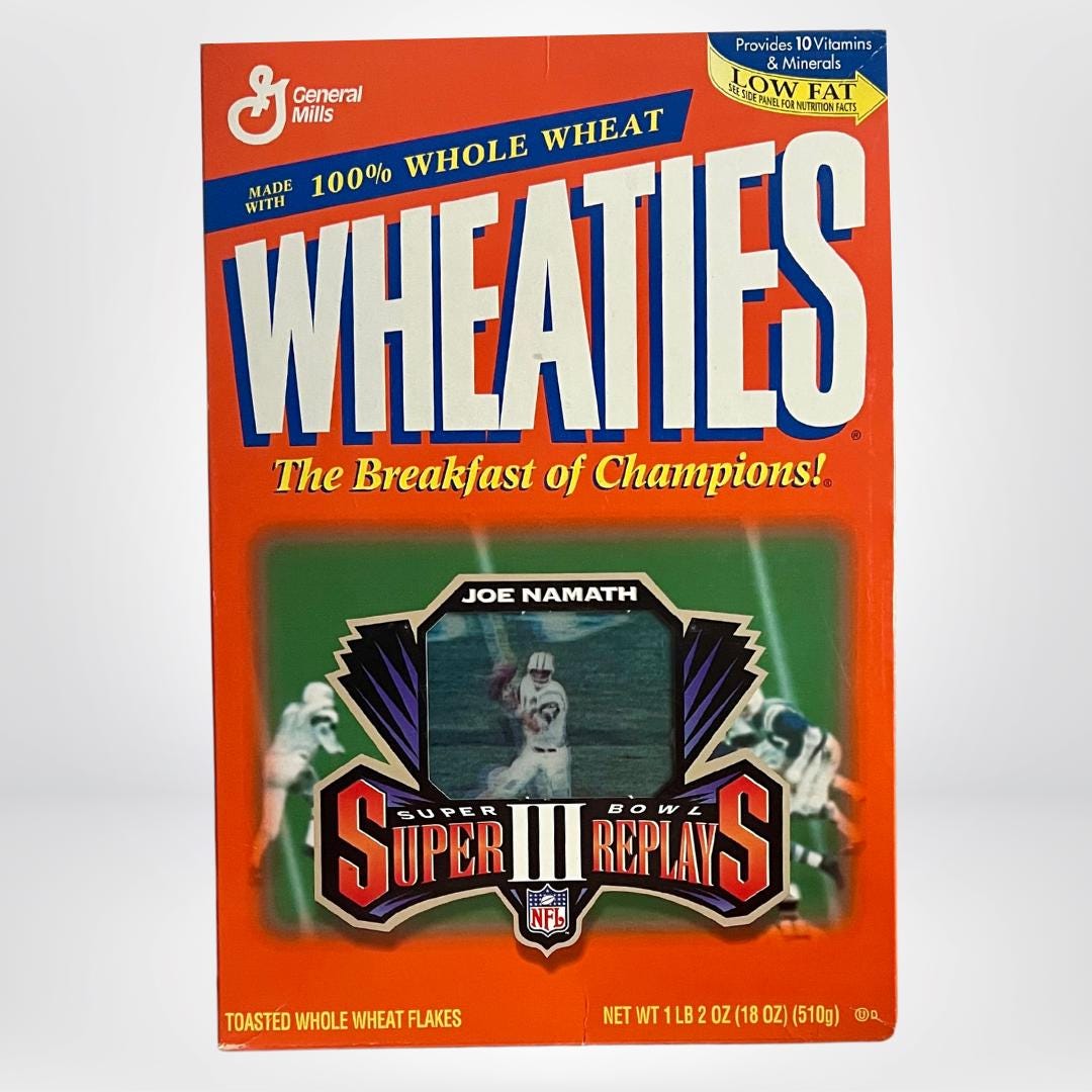 1996 Joe Namath Hologram on Wheaties Box Super Bowl III Replays - Etsy