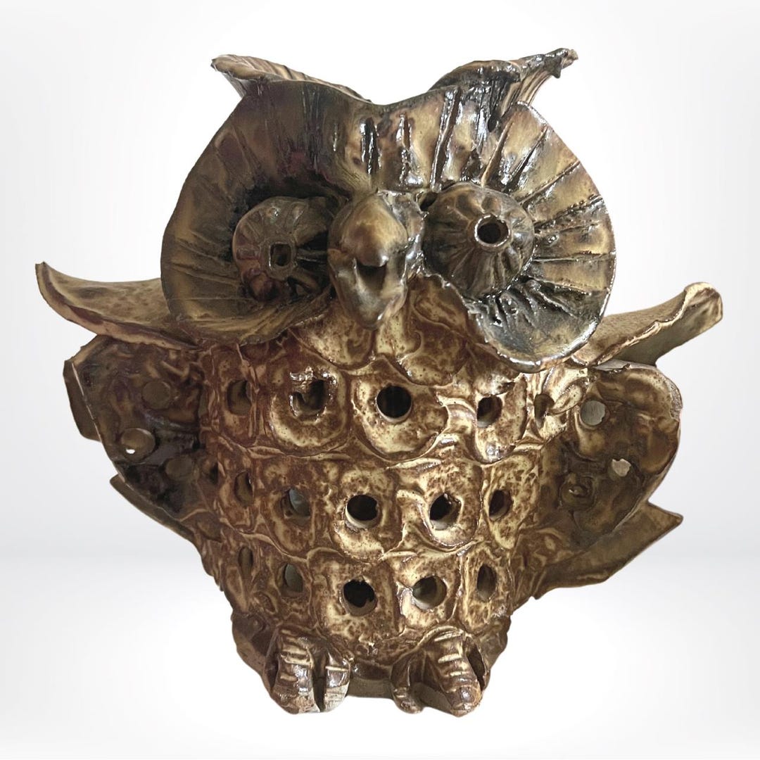 ミッドセンチュリーの手作り陶器製フクロウ：英国製、コレクターズ