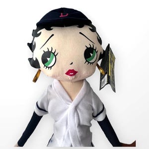 Betty Boop Vintage Baseball Doll with Blue and White Outfit and Hat - Tags Attached - Mint Condition | Collectible