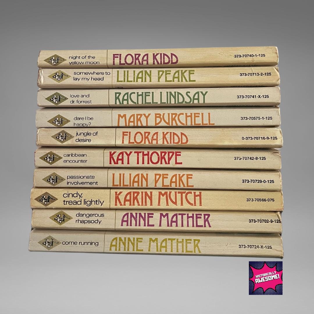 Vintage Rare Harlequin Romance Paperback Novels - Authors Anne Mather, Helen Bianchin, Karen Mutch, Flora Kidd, etc.