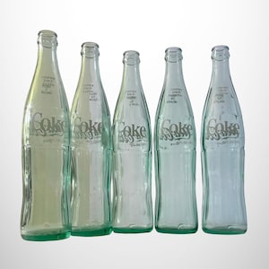 Vintage 80s Coke Coca-Cola Green Bottles 16 fl oz each - Excellent Condition