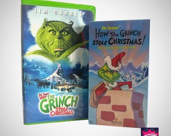Conjunto VHS vintage de El Grinch robó la Navidad: versión original de 1966 y Jim Carrey
