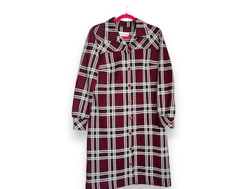 Vintage 60s Burgundy Plaid Dress or Jacket - Country Miss