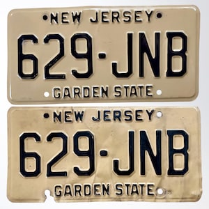 RARE - Authentic Vintage late 70s New Jersey License Plate Pair | 629-JNB | Original Owners