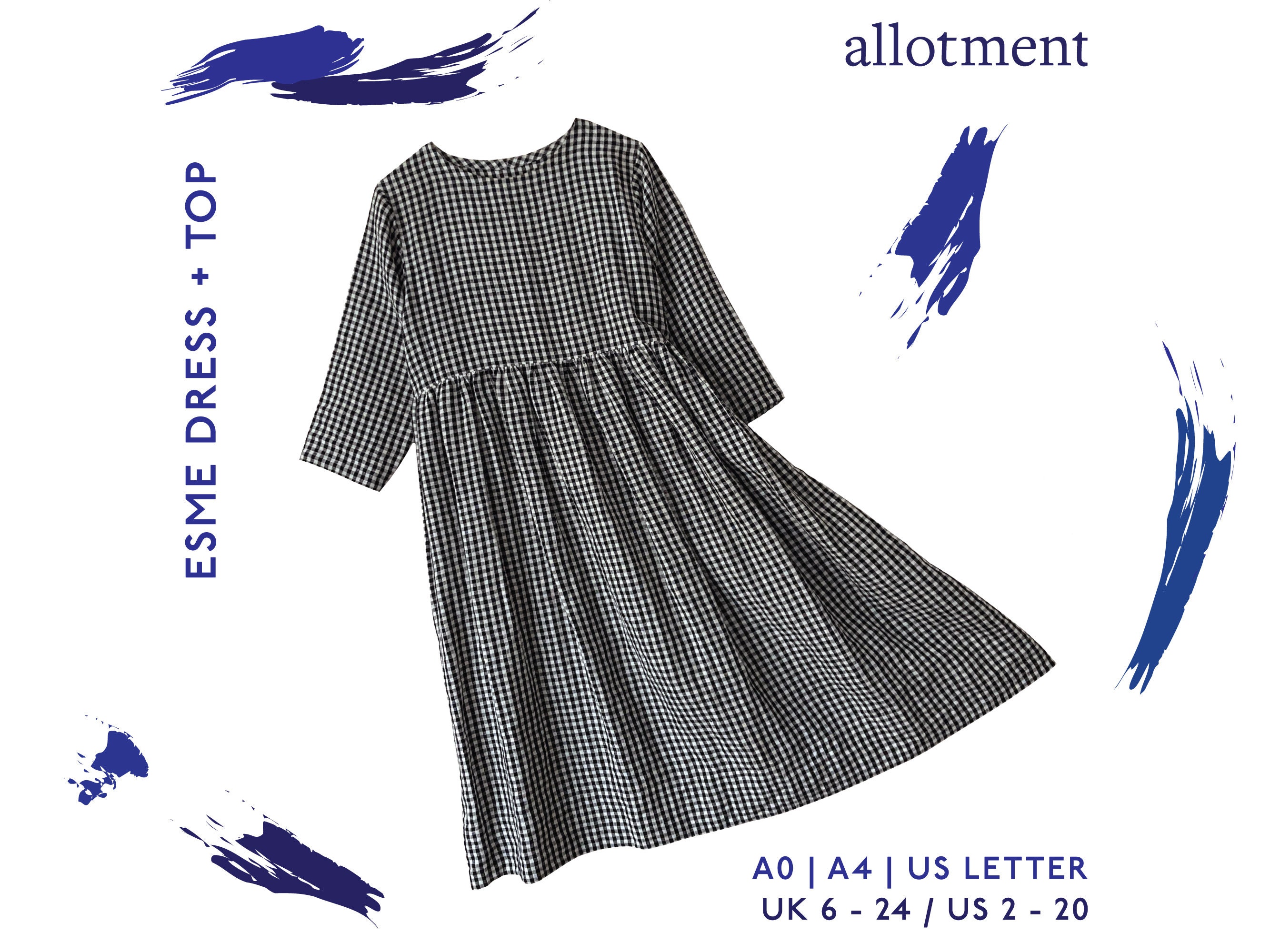 Esme Dress + Top | Loose Fit, Relaxed, Everyday | Gathered, Smock, Midi | Sewing PDF Pattern | A4 / Letter + A0 | Allotment Clothing - Etsy Esme Dress + Top | Loose Fit, Relaxed, Everyday | Gathered, Smock, Midi | Sewing PDF Pattern | A4 / Letter + A0 | Allotment Clothing - Etsy