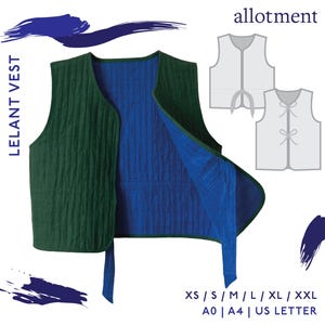 Lelant Vest | Quilted Vest / Gilet | Two Styles / Lengths | Simple, Easy, Layering | Sewing PDF Pattern | A4 / Letter + A0 | Allotment