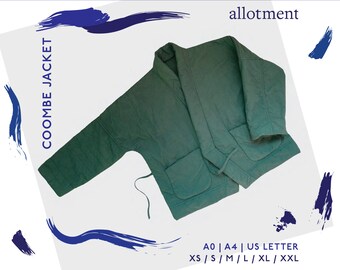 Coombe Jacket | Quilted Jacket / Coat | Cosy, Oversized, Wrap Front | PDF Sewing Pattern | A4 / Letter + A0 | XS - XXL | Allotment Clothing