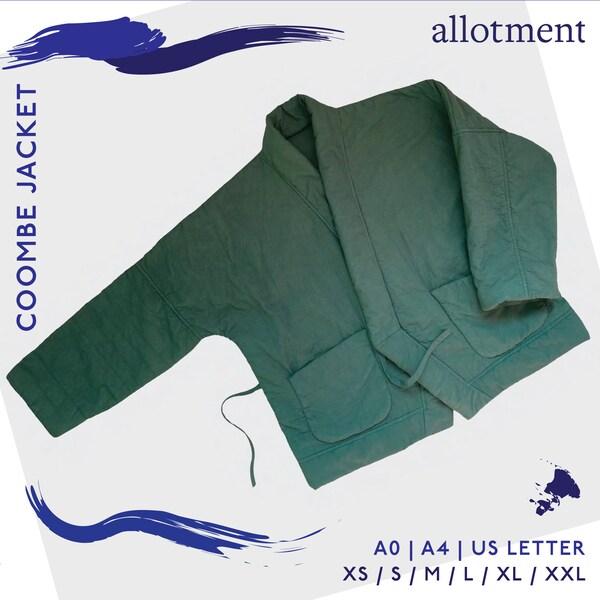 Coombe Jacket | Quilted Jacket / Coat | Cosy, Oversized, Wrap Front | PDF Sewing Pattern | A4 / Letter + A0 | XS - XXL | Allotment Clothing