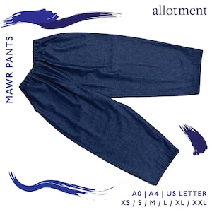 Pantalones Mawr / Pantalones barril / Cintura alta, plisados / Pantalón ajustado / Corte relajado / Tallas A4 / Carta + A0 / Patrón de costura en PDF