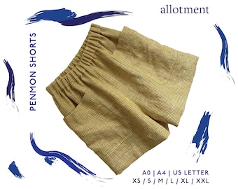 Penmon Shorts | One Piece / Seamless Shorts | Elasticated / Pull On | Relaxed, Loose Fit | A4 / Letter + A0 | Sewing PDF Pattern