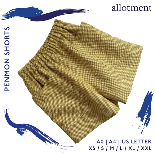 Penmon Shorts | One Piece / Seamless Shorts | Elasticated / Pull On | Relaxed, Loose Fit | A4 / Letter + A0 | Sewing PDF Pattern