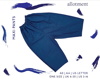 Maxi Pants | High Waisted, Pleat Front, Pull On Trouser | Wide Leg + Tapered Fit | Loose, Oversized | A4 / Letter + A0 | Sewing PDF Pattern