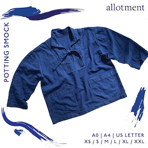 Blusa para Vasos | Blusa Larga e Quadrada | Roupa de Trabalho, Costuras Feitas, Amarração Frontal | Uso Diário | A4 / Carta + A0 | Molde de Costura em PDF