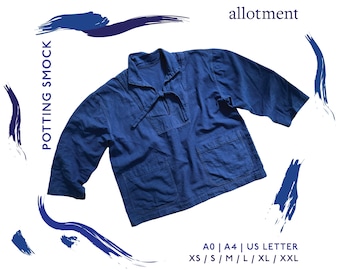 Potting Smock | Loose, Boxy Top | Workwear, Felled Seams, Tie Front | Everyday Wear | A4 / Letter + A0 | Sewing PDF Pattern