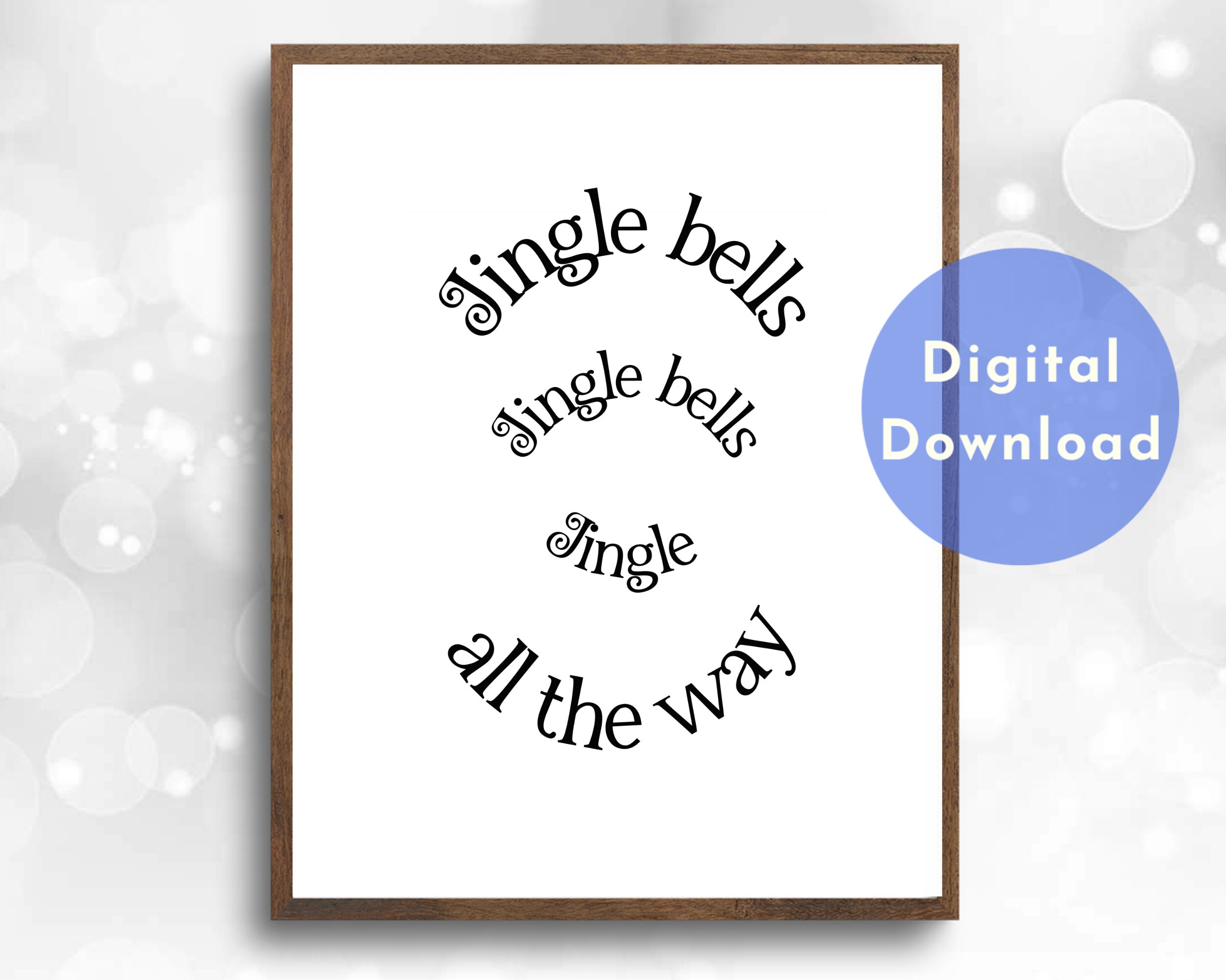 Jingle Bells Christmas Carol Printable. Print as Card or Wall - Etsy
