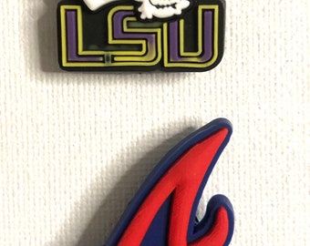LSU & Atlanta Braves shoe charms for croc shoes. Very difficult to find these two. Price is per charm.