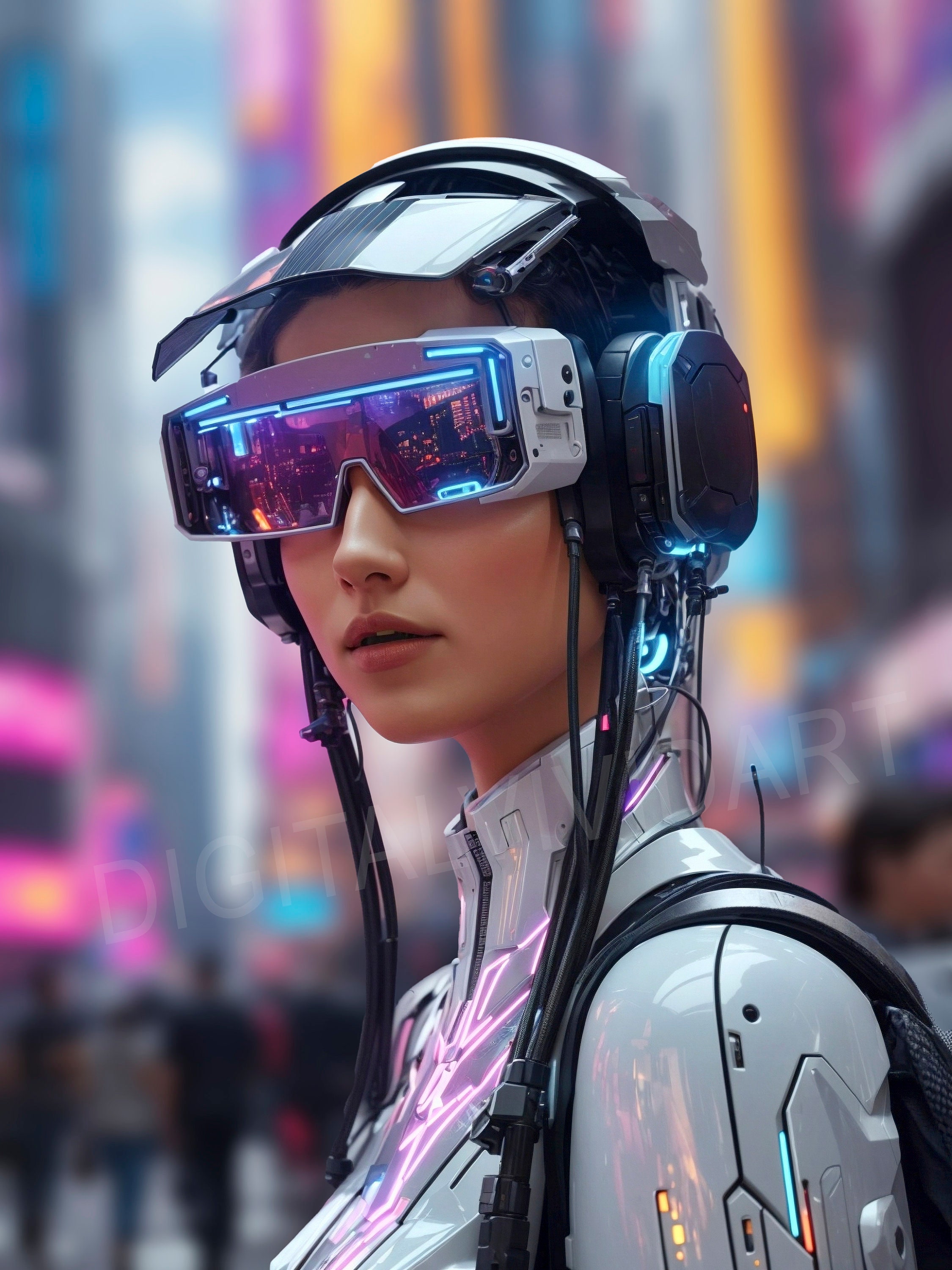 Cyberpunk Girl Digital Print Art | | Science Fiction Poster ...