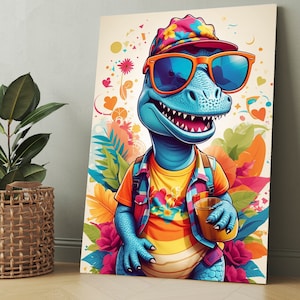 Dinosaur Digital Art | Dinosaur Poster Art | Dinosaur Gift | Dinosaur Print Art | Vibrant Dinosaur | Instant Download | Printable Art
