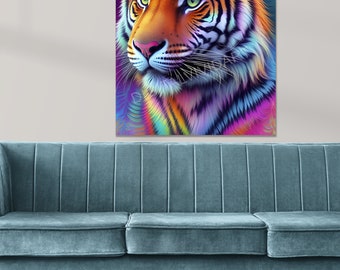 Tiger Wall Art | Tiger Digital Art | Animal Poster | Home Décor Wall Art | Tiger Print Art | AI Art | Instant Download | Printable Art