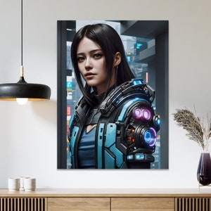 Cyberpunk Girl Digital Art Print | Cyberpunk City | Futuristic Sci-Fi Printable | AI Wall Art Poster | Instant Download | Printable Art