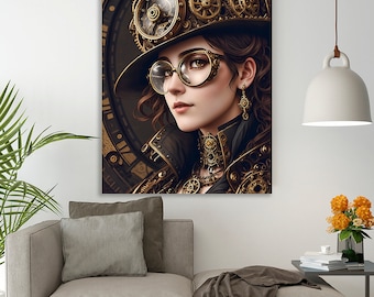 Steampunk Digital Art Print | AI Wall Art Poster| Steampunk Painting | Instant Download