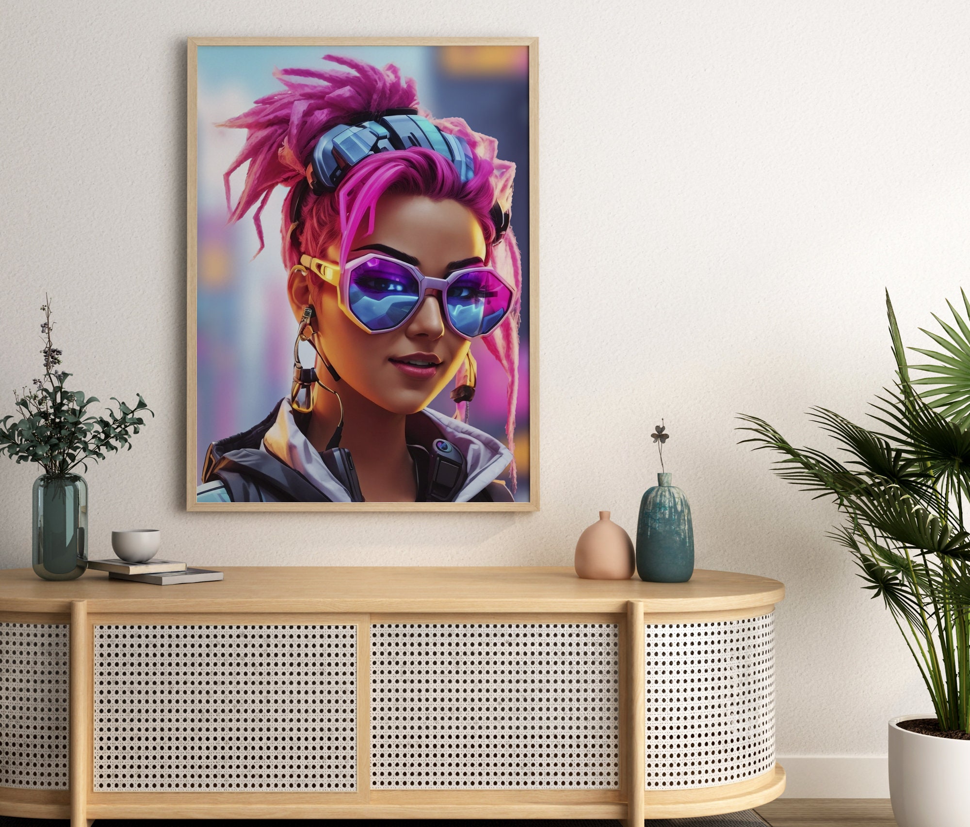 Cyberpunk Girl Art Print | Neon City Poster (digital Download) - Etsy