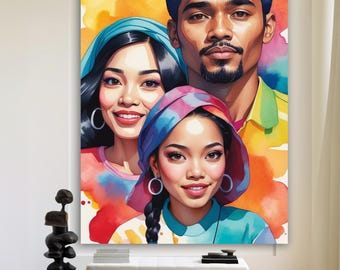 ポップアートデジタルプリント | アフリカ系、メキシコ系、東アジア系 | 文化的多様性 | 多文化 | グローバルコミュニティ | 印刷可能 | デジタルダウンロード