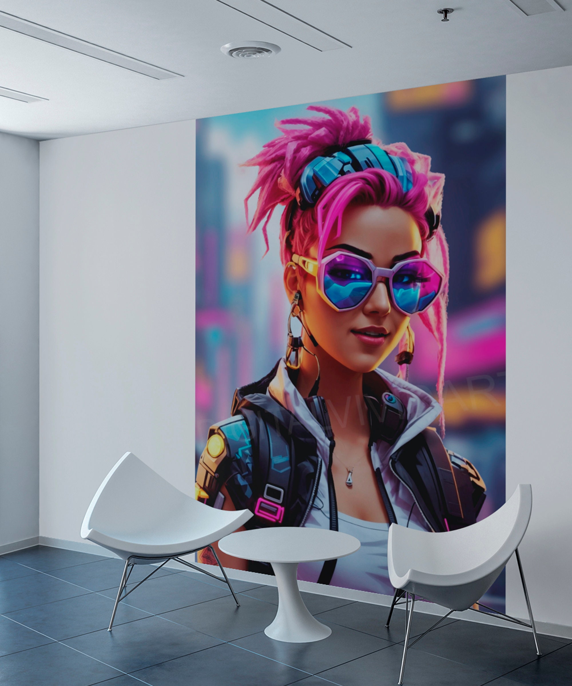 Cyberpunk Girl Art Print | Neon City Poster (digital Download) - Etsy