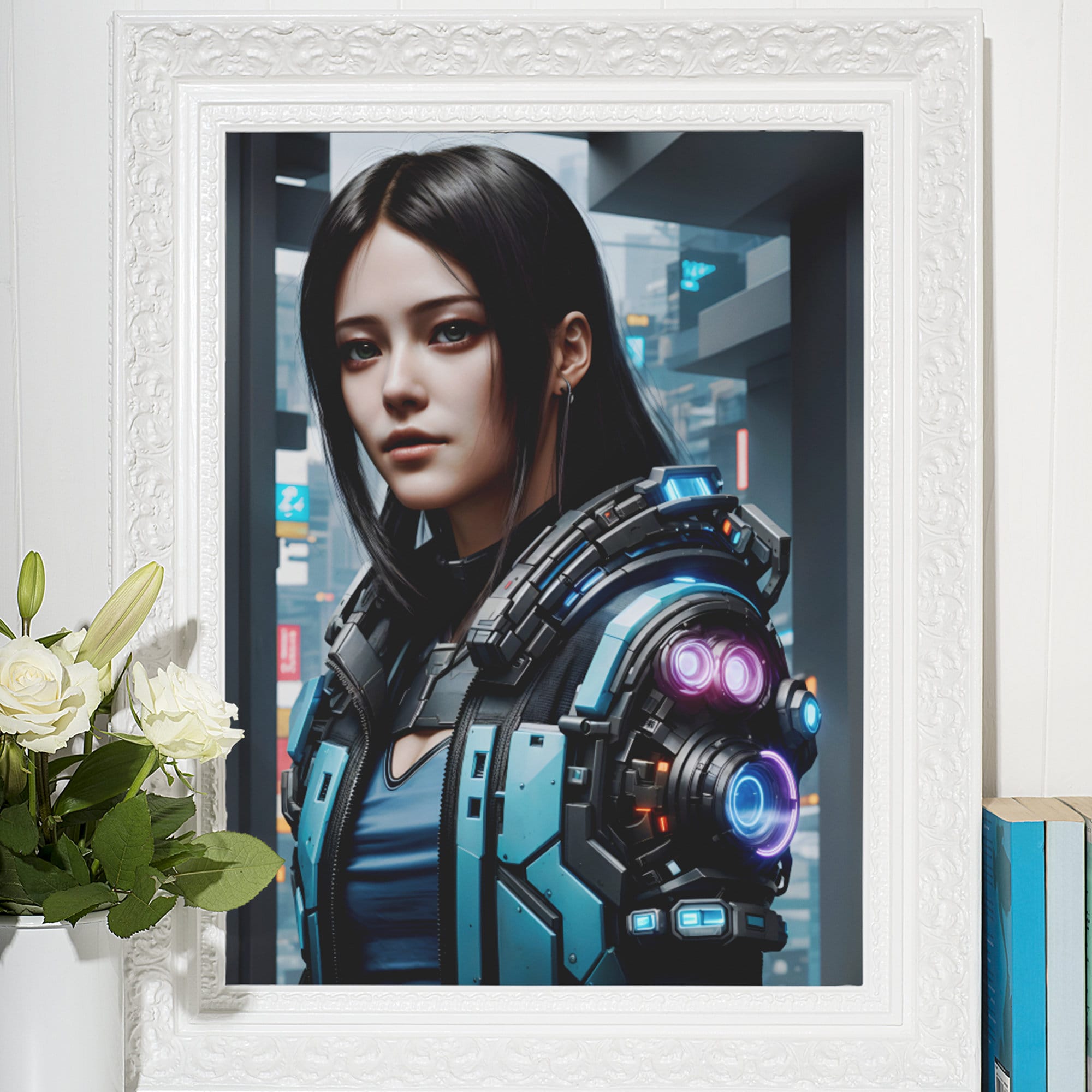 Cyberpunk Girl Digital Art Print | Cyberpunk City | Futuristic Sci-fi ...
