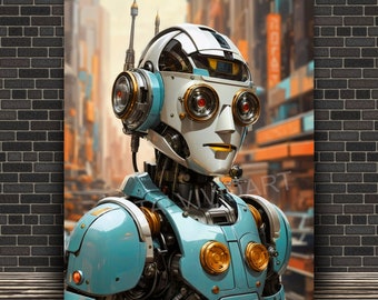 Futuristic Robot Digital Art | Robot Print Poster | Robot Wall Art | Sci-Fi Artwork | Instant Download | Home Decor Printable Art
