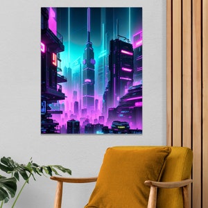 Cyberpunk Cityscape Digital Art Print | Cyberpunk Futuristic Wall Art | Cyberpunk Poster | Décor art | Instant Download AI Art | Printable|