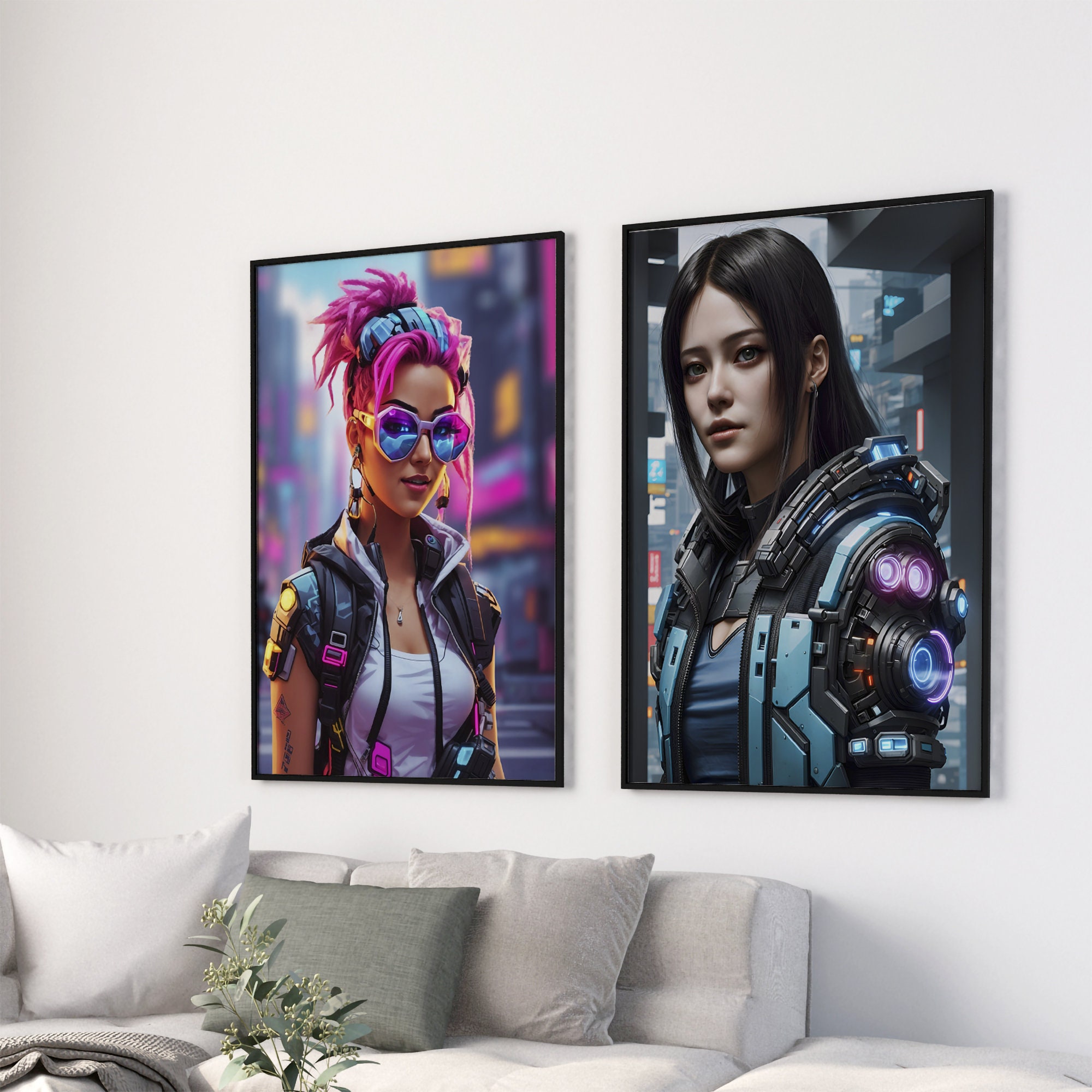 Cyberpunk Girl Art Print | Neon City Poster (digital Download) - Etsy