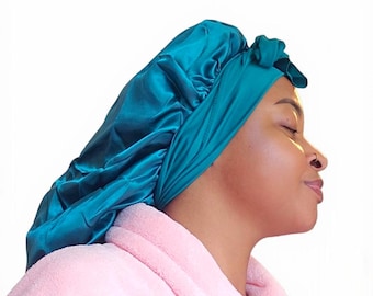 Women's Long Satin Sleep Cap with Soft Headband | Extended Bonnet for All Long Thick Hair Types | Hair Protection Cap | Ships from Germany