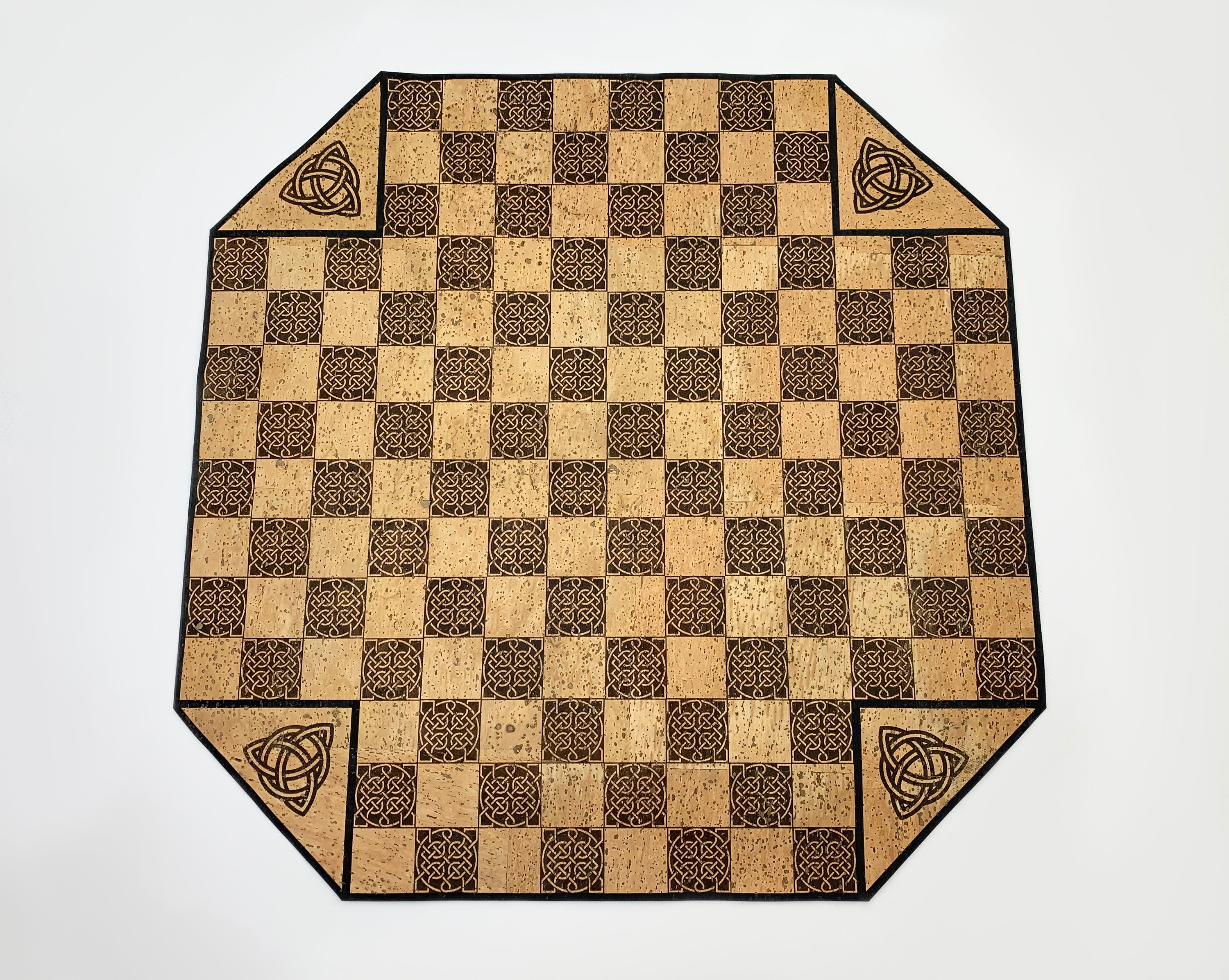 4 Hand Chess Mat Made From Vegan Leather cork Fabric 