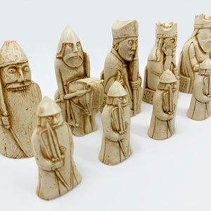 Isle of Lewis Chess Set with Berserker Rooks and Pawns (pieces only) with 2 extra Queens