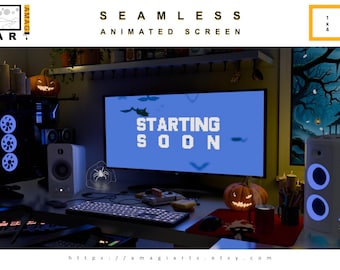 Halloween Animated Twitch Overlay: VTuber Stream Screens (Digital Download)
