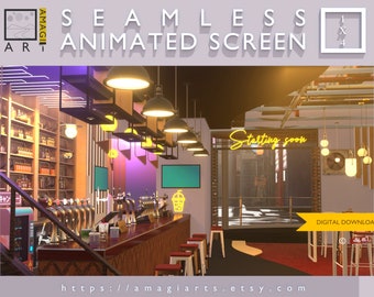 Cafe Anime Animated Stream Background: Cozy Lofi Vtuber Overlay (Digital Download)