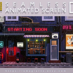 Rainy Night Animated Stream Overlay: Cozy Twitch Screens (Digital Download)