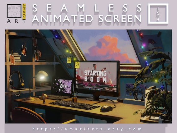 Lofi Room Animated Twitch Screen: Cozy Stream Overlay (Digital Download)