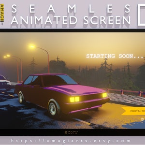 Animated virtual background, Car chase, Night Twitch Overlay, Animated Screens, Aesthetic Looped Background, Stream Starting Soon