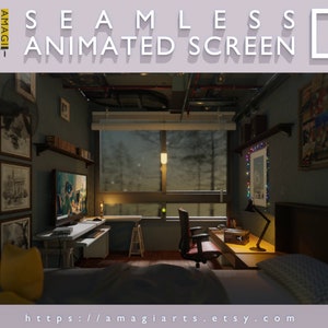 Cozy Animated Bedroom Background: VTuber, Twitch, Zoom (MP4 Digital Download)
