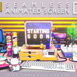 Cozy Lofi Stream Package: Twitch Overlays, Starting Soon Screen, Stream Screens, Animated Virtual Kitty, Desk Streamer Twitch, Lofi stream