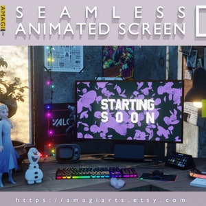 Cozy Animated &#39;Starting Soon&#39; Twitch Screen: Warm Vibes in a Charming Messy Room. Invite Viewers with a Comforting Aura. Instant Download